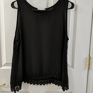 Black tank top with lace accent